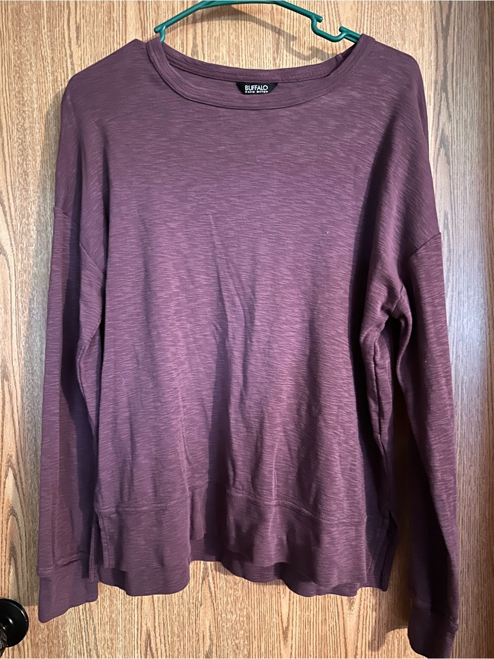 Buffalo David Bitton Deep Plum Long Sleeve Slub Top